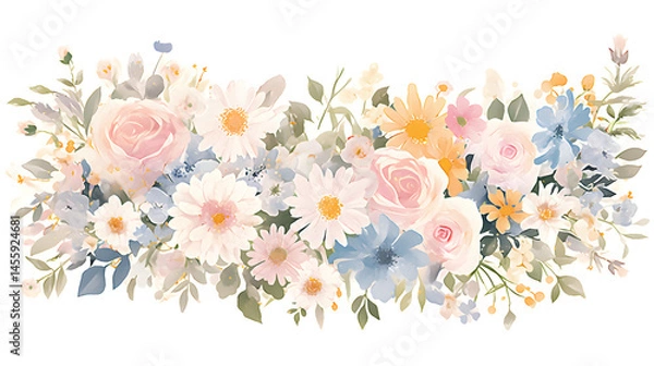 Obraz Floral arrangement display garden digital artwork bright colors top view