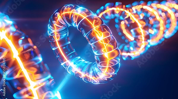 Obraz 3d visualization of dynamic electric circuits in futuristic energy space