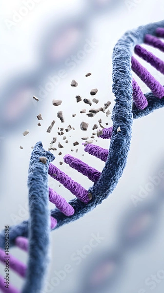 Obraz Digital 3d illustration of dna disruption in scientific genetic research