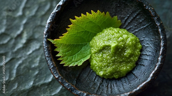 Obraz Rustic japanese cuisine capturing the art of wasabi paste photography for restaurant