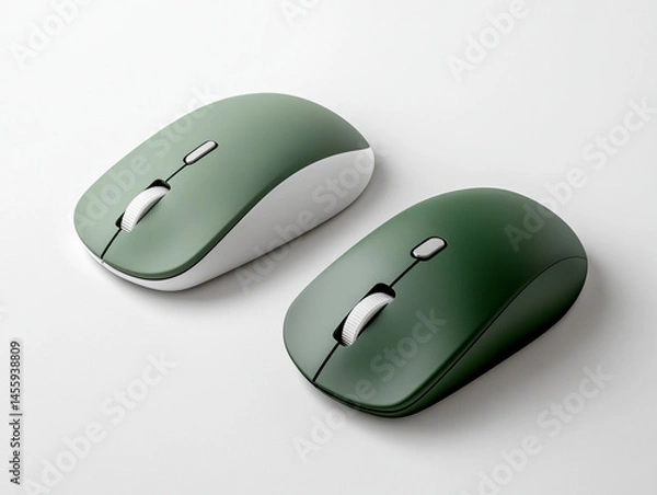 Obraz Wireless computer mouse with matte finish, isolated on white background.