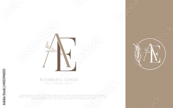 Fototapeta AE initial monogram wedding logo