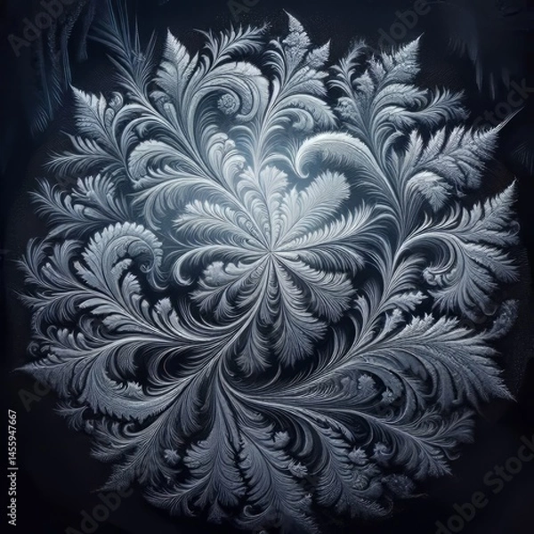 Fototapeta A delicate frost pattern on a windowpane