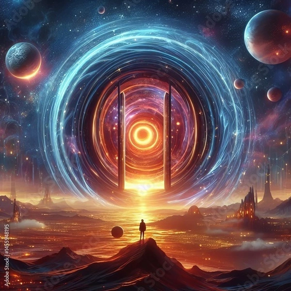Fototapeta A portal opening to another dimension A portal shimmering open s