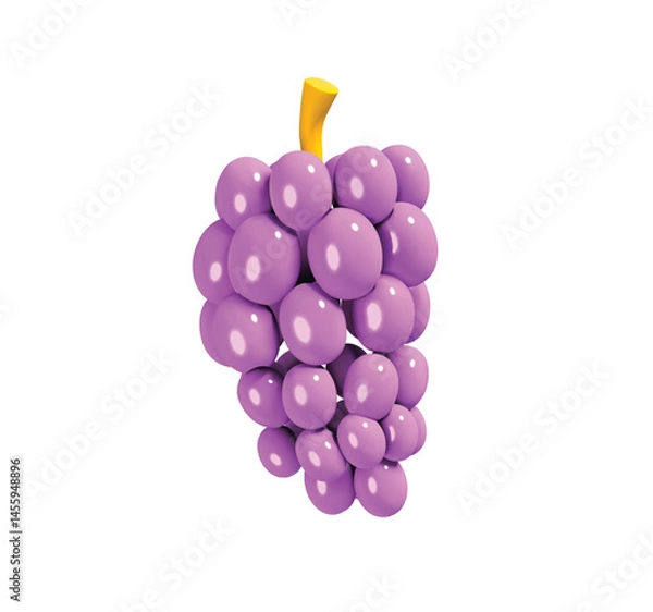 Fototapeta grapes bunch purple fruit vector 3d icon.