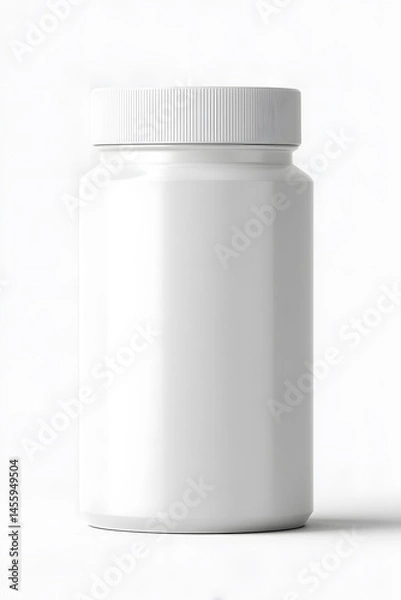 Fototapeta Whey protein and mass gain plastic jar, bottle packaging mockup 3d glossy plastic design. Fitness nutrition canister design template