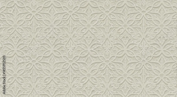Obraz Elegant Embossed Beige Floral Pattern Texture Background