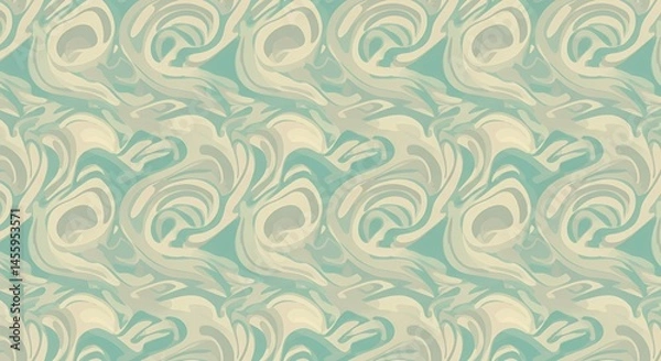 Fototapeta Abstract Swirling Teal and Beige Pattern: A Seamless Design