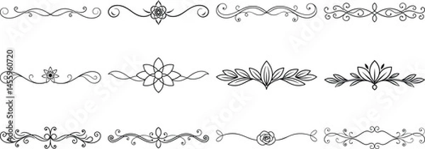 Obraz Set of Frame borders and text dividers, monochrome vectors collection