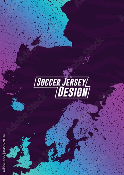 Fototapeta Soccer Jersey Design with European Map and Gradient Texture