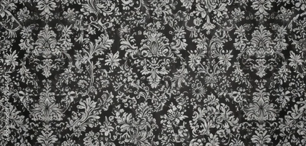 Fototapeta Intricate damask pattern, sophisticated black & white design, seamless repeat ,  ornate,  seamless