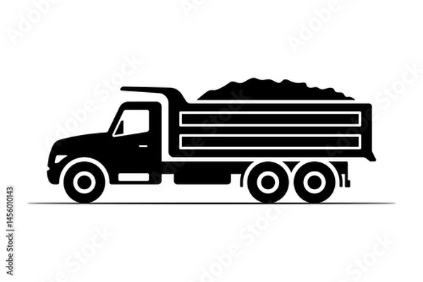 Fototapeta Dump truck icon. Black silhouette. Side view. Vector simple flat graphic illustration. Isolated object on white background. Isolate.