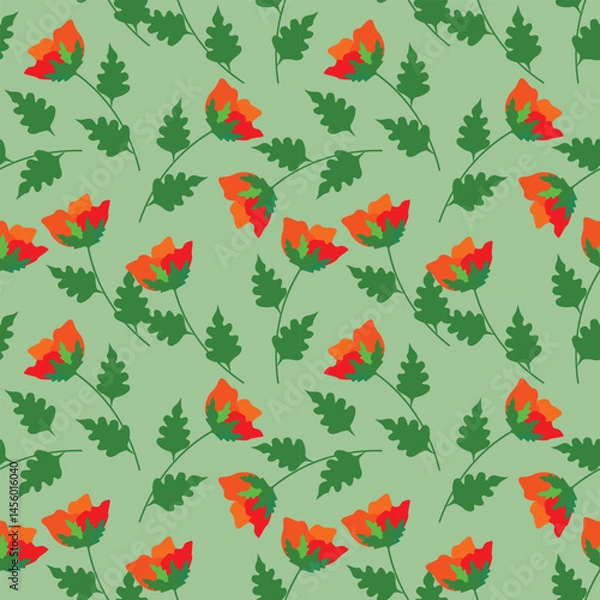 Fototapeta Red rose pattern for fabric and background, seamless pattern.