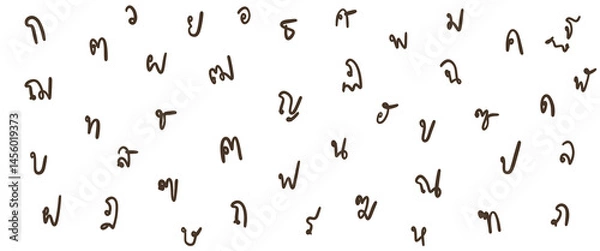 Obraz Hand draw Thai alphabet background illustration 