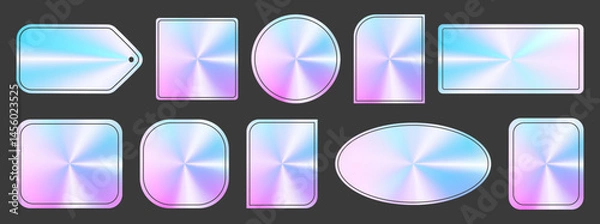 Fototapeta Holographic Labels set. Empty Stickers with Holographic effect. Shiny halograms with Copy space. Isolated Vector template