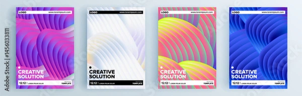 Fototapeta Modern abstract covers set, minimal covers design. Colorful geometric background, vector illustration.