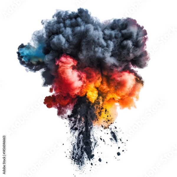 Fototapeta Colorful explosion of smoke and dust creates a dramatic visual effect in an artistic display