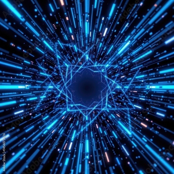 Fototapeta the stock photo features a mesmerizing abstract futuristic background illustration with intricate blue geometric lines creating a visually striking and modern design.
