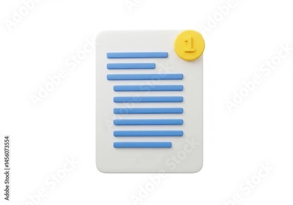 Fototapeta Document with notification indicator isolated on white background