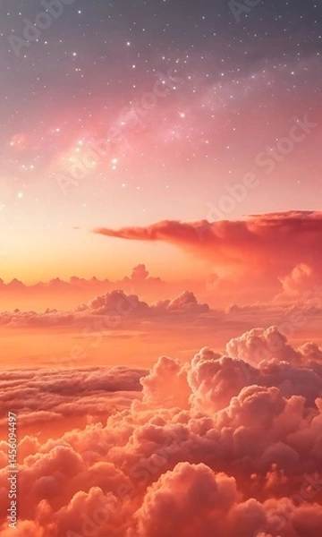 Fototapeta Dreamy Gradient Sky with Soft Clouds  Vertical Mobile Wallpaper Background