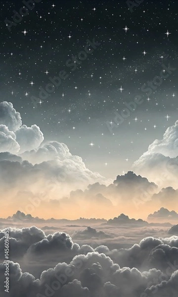 Fototapeta Dreamy Gradient Sky with Soft Clouds  Vertical Mobile Wallpaper Background