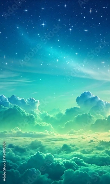 Fototapeta Dreamy Gradient Sky with Soft Clouds  Vertical Mobile Wallpaper Background
