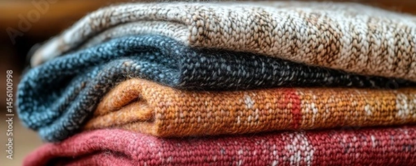 Obraz Cozy soft natural fiber blankets and throws, perfect for any living space or seasonal decor, enhancing comfort and warmth.