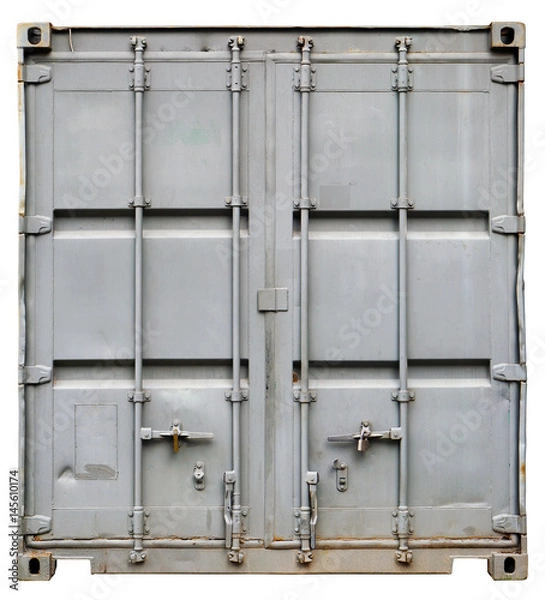 Fototapeta Door and locking mechanisms of a steel sea cargo container