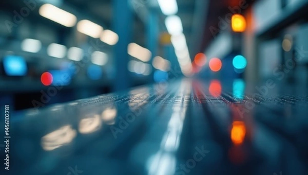 Fototapeta Abstract bokeh. Abstract city street lights reflection blurred night u