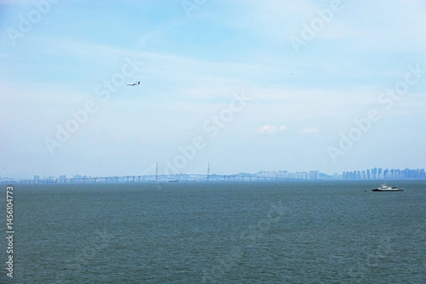 Fototapeta View of Incheon Bridge from SoMuido in Incheon, Korea