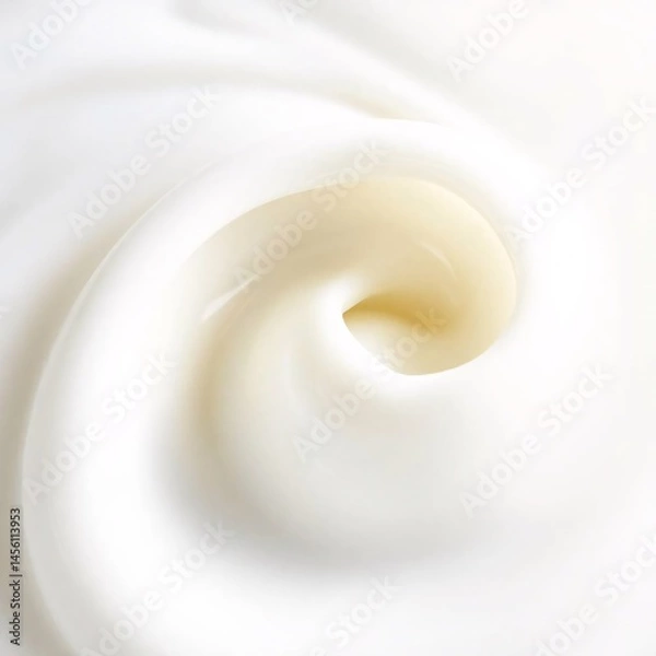 Fototapeta Smooth Cream Texture Swirl: Abstract White Background for Beauty Products