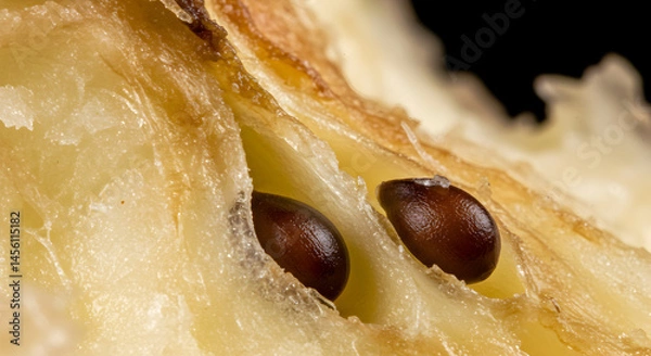 Fototapeta Macro View Of Apple Core Displaying Seeds In Natural Hollow