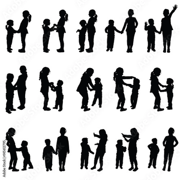 Obraz children playing silhouette two sister