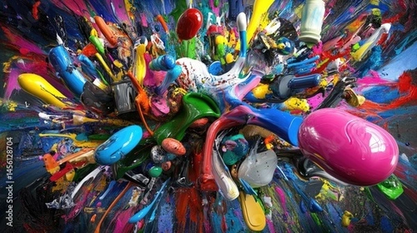 Obraz Modern burst of abstract colors syncing with sound, high contrast and pop culture tones