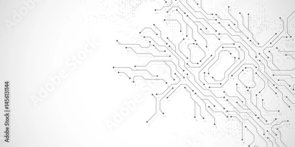 Obraz Circuit board digital abstract background. Motherboard technology texture design. AI semiconductor and computer processor on tech bg. Vector illustration