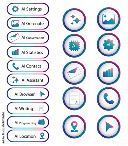 Fototapeta Set of buttons for artificial intelligent software