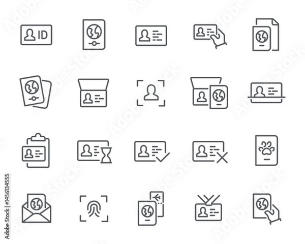 Fototapeta Editable Vector Icon Set in Line Style on Passports and ID Cards Theme