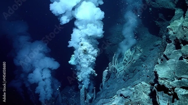Obraz Abyssal Geothermal Vent Emanating Superheated Liquid in the Deep Ocean Realm