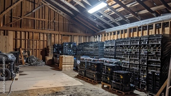 Fototapeta Warehouse Storage: A Gritty Interior View with Racks and Building Elements