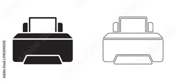 Fototapeta Printer icon flat and line art style vector illustration