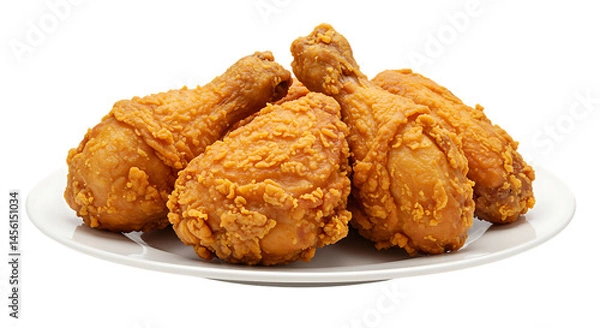 Obraz Golden Fried Chicken Isolated on a Clear Transparent Background