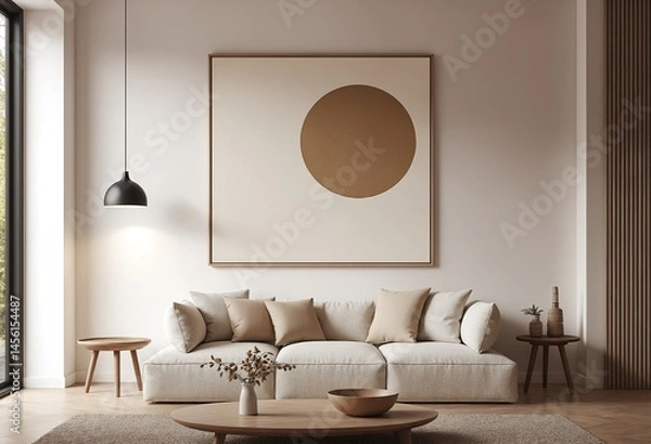 Fototapeta Beige Abstract Canvas Art Modern Minimalist Wall Decor Mockup
