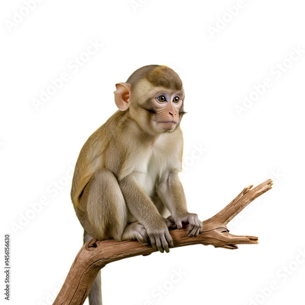 Fototapeta Brown Monkey on Branch, Nature Illustration with Transparent Background