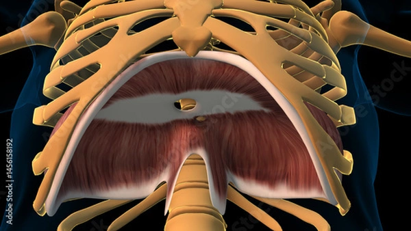 Obraz respiratory diaphragm anatomy for medical concept 3D rendering