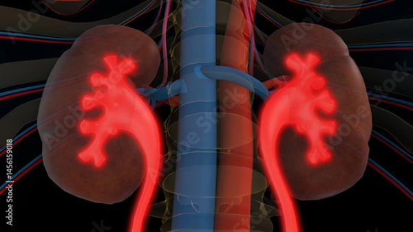 Obraz Human urinary system ureters anatomy for medical concept 3D rendering