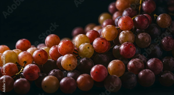 Obraz Fresh Grapes Assortment On a Dark Backdrop Perfect For Healthy Lifestyle Images