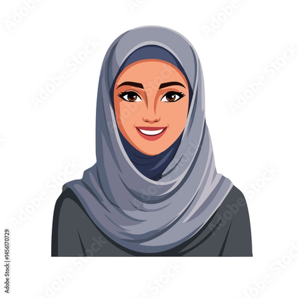 Obraz arab saudi arabian woman wearing a gray scarf vector icon design