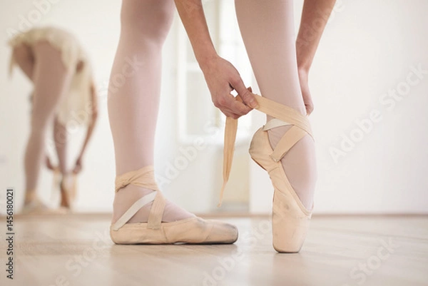 Fototapeta Beautiful ballet dancer practicing