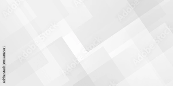 Obraz Vector white and gray overlap triangle geometric technology pattern. minimal rectangle arranged white lines transparent web square background layers. overlap web presentation banner tech design.