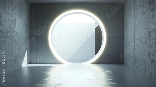 Obraz A large white circle with a light shining through it